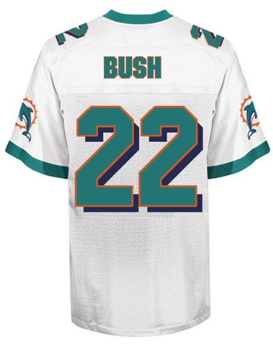 Miami Dolphins #22 Bush White Jerseys Authentic Football Jersey Size 48-56 (Please Select the Size When You Order, Can Do Drop Shipping)