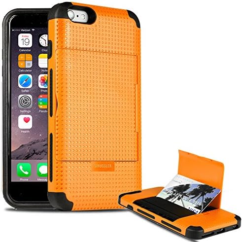 iPhone 6s Case, Smuggler Pocket Stash Case ORANGE for iPhone 6s and iPhone 6 with Dual Layer and TPU Shock Absorb Designed Cushion and Wallet Stand with Pocket