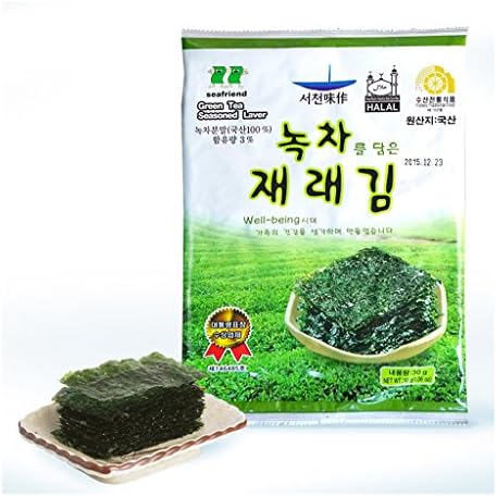 [YOUNGSHIN FOOD] Korean Seasoned Laver Pack of 10 - 6 Type (Green Tea Seasoned Laver)