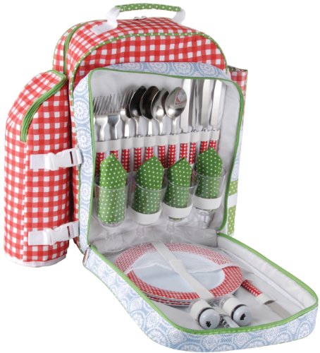 Picknick-Rucksack gefüllt Picknick-Rucksack gefüllt