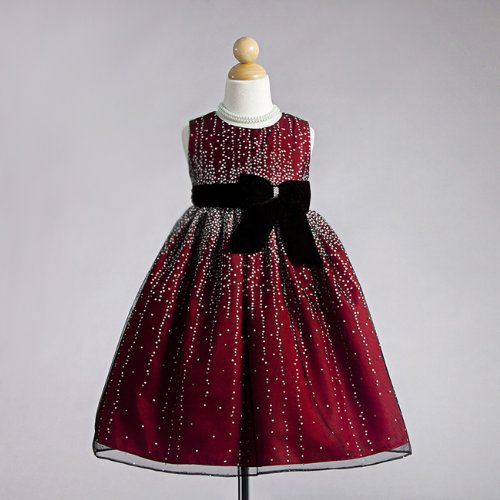 wedding dresses gowns, Girls Red Sparkle and Velvet Bow Christmas Dress - Christmas Dresses for Girls - Size 2T - 7/8
