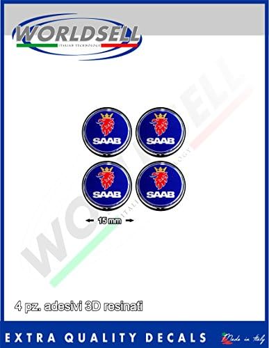 Adhesive resin 3D effect to key kit 4 pcs of 1.5 cm 'SAAB Cars, Sport Sedan, Convertible, Tuning NEW''