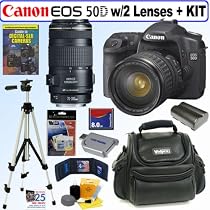 Canon EOS 50D 15.1MP Digital SLR Camera with 28-135mm f/3.5-5.6 "IS" USM Standard Zoom Lens and EF 70-300mm f/4-5.6 "IS" USM Telephoto Zoom Lens + 8GB Deluxe Accessory Kit