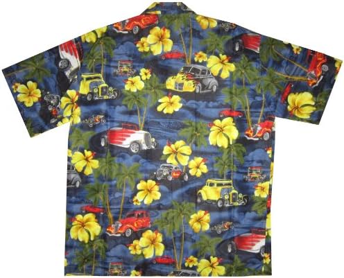 Men's Short Sleeve Hawaiian Aloha Tropical Island Shirt Vintage Rockabilly Hot Rod