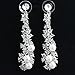 Waterfall Earrings-CIShop UltraSparkling Long Pearl earrings with Simulated Diamonds-Supper Beauty Silver Tone (Pearl Silver Tone)