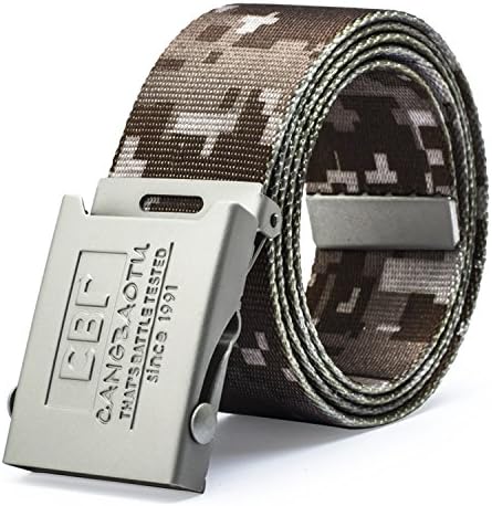 QISHI YUHUA WS Men's Personalized Camouflage Desert Camouflage 125cm Canvas Smooth Buckle Belt