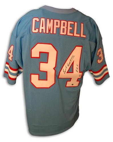 Earl Campbell Hand Signed Throwback Blue Oilers Jersey