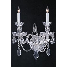 Two-Light Swarovski Spectra Crystal Wall Sconce III 16.5"hx13.5"w Polished Chrome