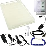 Sony Reader Touch Edition PRS-600 Rubberized Silicone Skin Case Cover (Clear), Screen Protector, USB Data HotSync / Charging Cable, Car Charger, Wall Charger Power Adapter, eBook Max Bright LED Light, Earphones, and a Free Carabiner key Chain