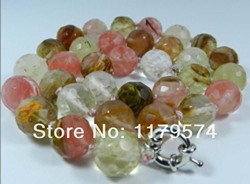 Pretty Birdy Goods 10Mm Faceted Watermelon Tourmaline Round Beads Jaspers Necklace 18" Aaa Wj341