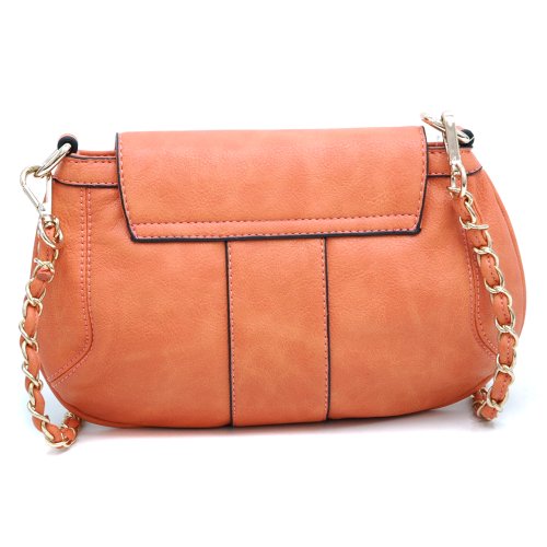 Anais Gvani Women's Petite Chic Leather Like Shoulder Bag Handbag w/ Gold Accents -Orange