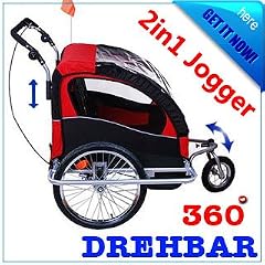 2in1 Jogger Fahrradanh�nger Kinderfahrradanh�nger Kinderanh�nger Radanh�nger Rot/Schwarz Neu 01RB