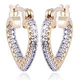 18k Yellow Gold Plated Sterling Silver Genuine Diamond Accent Heart Hoop Earrings