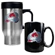 Colorado Avalanche NHL Stainless Steel Travel Mug & Black Ceramic Mug Set - Primary Logo by Great American Products