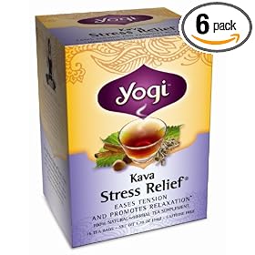Yogi Kava Stress Relief, Herbal Tea Supplement, 16-Count Tea Bags (Pack of 6)
