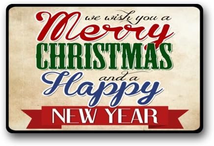 Discount 23.6"(L)x15.7"(W) 3/16" Merry Christmas and a Happy New Year Doormats Door Mat
