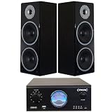 120 watt Amplifier & Speaker System with USB / MP3 playback (USB 3.5mm jack & RCA Phono inputs) - Ideal as a Home Stereo System or DJ Monitor System (Ideal to play music from USB Turntables) Citronic - UK Model