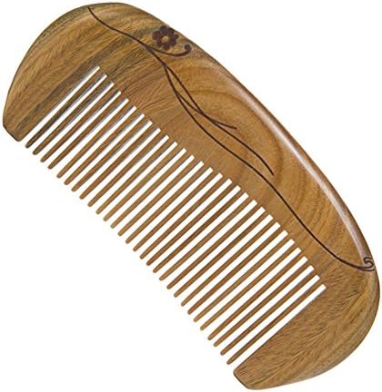 Casualfashion Natural Green Sandalwood Carved Designs Wooden Comb Hair Care Pocket Comb