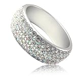 Silver Aurora Borealis Crystal Bangle Bracelet Fashion Jewelry