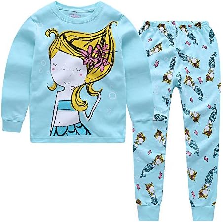 CNBABY "Blue Mermaid" Baby Girl Clothes 2 Piece Cotton Pajama (18-24 Month)