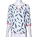 Orangesky Women Top Casual Loose Half Sleeve Plume Tee Shirt Blouse (L, White)