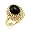 Black Coral Ring with Diamond in 14K Yellow Gold