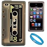 Retro Smoke Cassette Tape Design Protective Rubberized Silicone Skin Cover Case for Apple iPod Touch 4th Generation (8GB, 16GB, 32GB, 64GB) + SumacLife TM Wisdom Courage Wristband