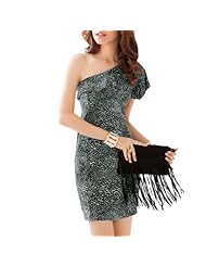 Leopard Print Off the Shoulder Cotton/Polyester  Dress