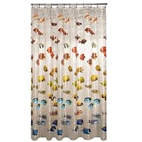 Maytex Mills New School Fish PEVA Vinyl Shower Curtain, Clear