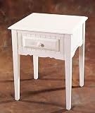 White Bead Board End Table with Antiquing