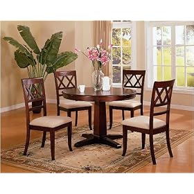 5pc Contemporary Style Round Pedestal Dining Table and Chair Set by visiondecor Furniture