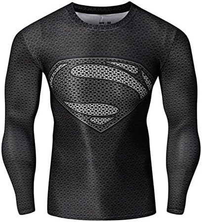 Zomarzz Men's Long Sleeve T-Shirt 3D Compression Tee Riding Cycling For Super Man Cosplay (XXX-Large)