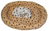 oval dog cushion 31.5'' x 24'' in beige with paws #2034-2