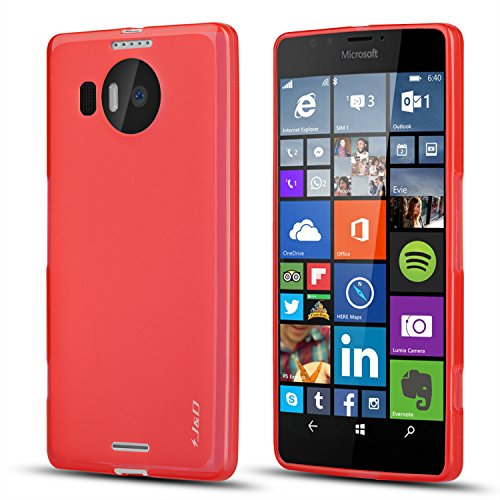 Lumia 950 XL Case, J&D [Drop Protection] Microsoft Lumia 950 XL Case [Slim Cushion] Shock Resistant Protective Premium Jelly Case Slim Case for Lumia 950 XL (Red)