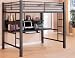 Full Size Metal Loft Bunk Bed w/Desk In Dark Silver Finish.