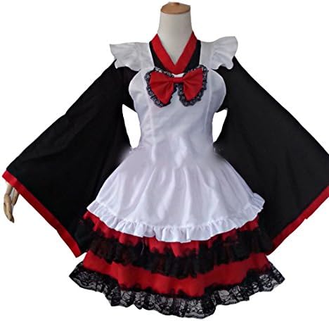 Aplus Japanese Clothes Lolita Witch Cosplay Costumes (One Size, Black with Red)
