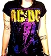 Mosquitohead Women's 'AC/DC VIOLET FADE ANGUS GUITAR' REVERSE-BURN FRONT PRINT T-SHIRT
