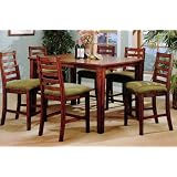 7pc Birch Solid Wood Counter Height Dining Table Bar Stool Set by AtHomeMart