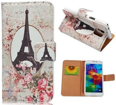 Ezydigital Fashion Flower Floral Style PU Leather Wallet Type Magnet Design Flip with Card Slotes Case Cover for Samsung Galaxy S5 SV i9600 (Flower-04)