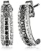 Amazon Collection 14k White Gold Black and White Diamond Hoop Earrings