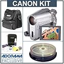 Canon DC 10 Slim DVD Camcorder Kit, - Refurbished - with Camcorder Case, Mini DVD-R,1.4 GB,10 Disc Pack, Professional Lens Cleaning Kit