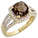 14 Karat Gold Steinen Ring, mit 0.20 Karat Brilliantschliff Diamanten & 2.15 Karat 8mm Kissenschliff Rauch Topas Stein, (11mm) breit