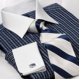 Navy Check White Collar Dress Shirt