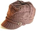 Brown Knitted Newsboy Cab Driver Hat with side buckle