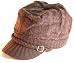 Brown Knitted Newsboy Cab Driver Hat with side buckle
