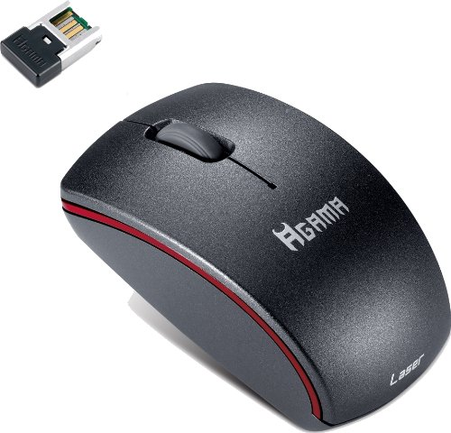 Agama M-900LS, USB, 2.4GHz Wireless Notebook Laser Mouse with Mini Dongle, Black