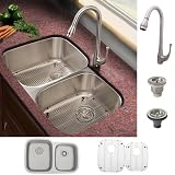 Ticor Stainless Steel Ktichen Sink and Brushed Nickel Pull-out Faucet Combo Ticor Stainless Steel Ktichen Sink and Brushed Nickel Pull-out Faucet Combo