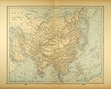 1893 Print Map Antique World Eastern Hemisphere Russia China Asia Middle East - Original Print Map