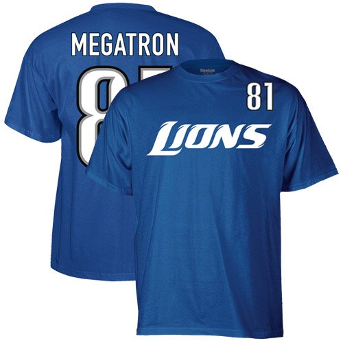 NFL Men's Detroit Lions Calvin Johnson Megatron Name And Number Tee (Royal, XX-Large)