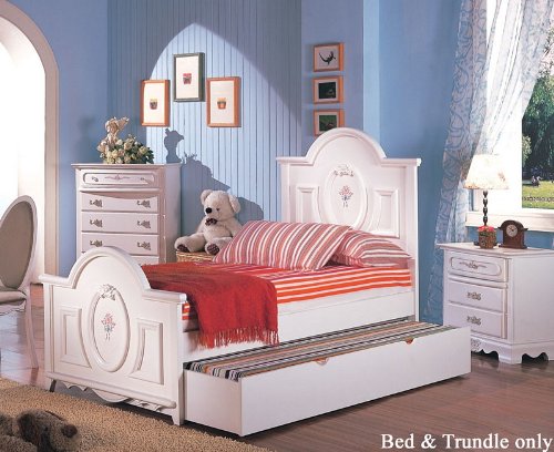 Full Size Bed with Trundle in Antique White Finish